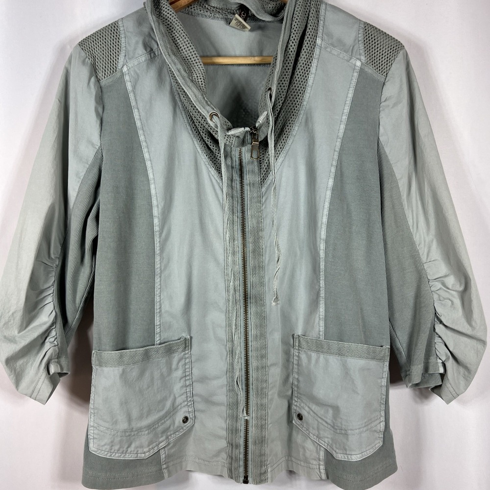 XCVI Lightweight Sage Green Utility Lagenlook Fjord Jacket Size Large